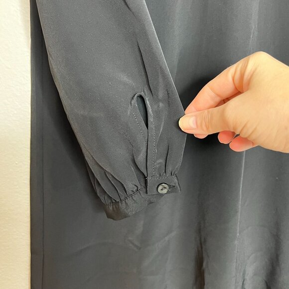 ModCloth Black Long Sleeve Collared V-Neck Shirt‎ Dress Size Small - Picture 7 of 9